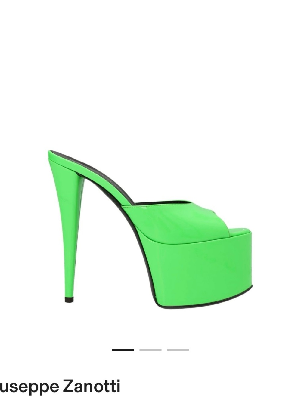 Giuseppe Zanotti Bright Green Patent Platform Mule Heels
